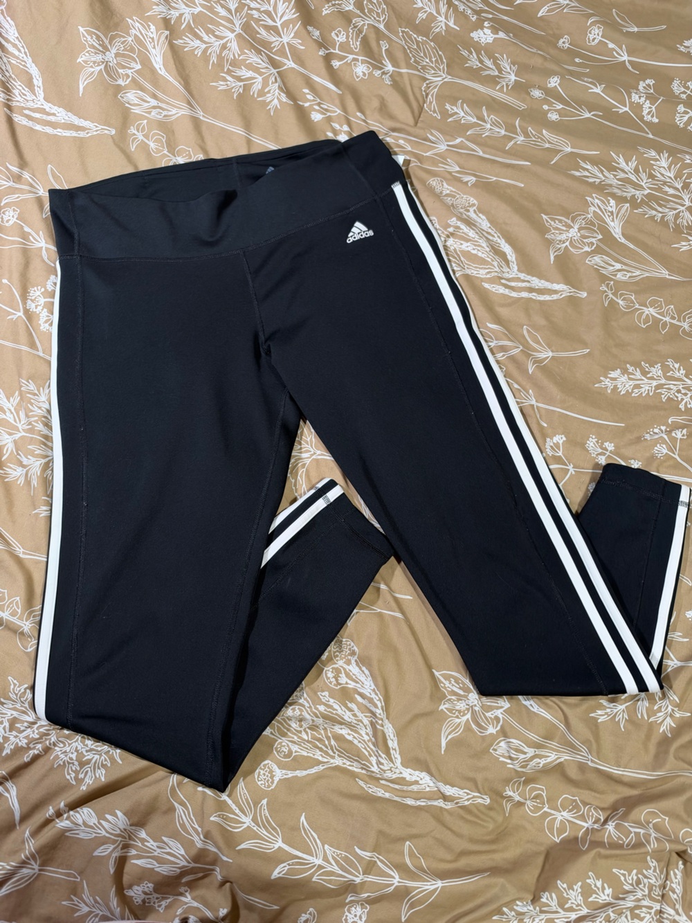 adidas Black Leggings with White Side Stripes